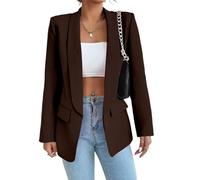 YIZITU Women's Open Front Lapel Business Casual Long Sleeve Work Suit Coat Work Casual Sleeve Suit Front Open Women's Long Coat Lapel Business for Women Collar