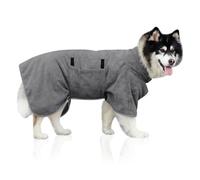 YIZWINS Peignoir en Microfibre pour Chien, Serviette Extra Absorbante avec Fermeture Velcro pour Petits Chiens et Chats de Taille Moyenne (Gris, M)