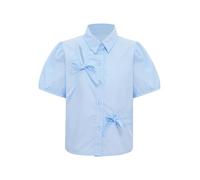 YiZYiF Chemisier Nœud Papillon Enfant Fille Boutonnée Chemises de Princesse en Coton Manches Courtes T-Shirt Ample Décontracté Blouse Chemise d'école 5-16 Ans Bleu 15-16 Ans