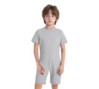 YiZYiF Combinaison de Soin Enfant Garçon Fille 100% Coton Grenouillère Patients Handicapés Pyjama Sanitaire à Manches Longues avec Fermeture Eclair Arrière 3-16 Ans Gris 9-10 ans