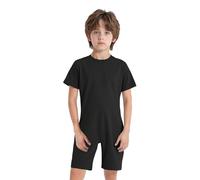 YiZYiF Combinaison de Soin Enfant Garçon Fille 100% Coton Grenouillère Patients Handicapés Pyjama Sanitaire à Manches Longues avec Fermeture Eclair Arrière 3-16 Ans Noir 9-10 ans