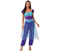 YiZYiF Déguisement Arabe Princesse Femme Cosplay Halloween Combinaison à Paillettes Tenue Danse du Ventre Danseuse Costume Belly Dance Indienne S-XXL Bleu M
