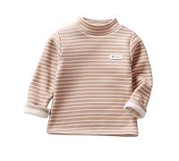 YiZYiF Enfant Fille Garçon Haut Thermique Manches Longues Col Roulé Sweat-Shirt Décontracté Rayure sous-Pull Thermique Vêtement d'Intérieur Chaude T-Shirt Casual 2-12 Ans Chamelle 3-4 Ans