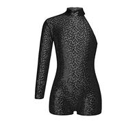 YiZYiF Enfant Fille Justaucorps Académiques Gymnastique Combishort Une Manche Longue Léotard Danse Ballet Paillette Bodysuit Jazz Latine Jumpsuit Patinage Combinaison 5-16 ans Noir 11-12 ans