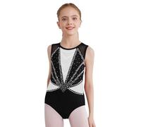 YiZYiF Enfant Fille Justaucorps de Gymnastique avec Paillettes Léotard Ballet Danse Classique sans Manches Body Combinaison Patinage Artistique Dancewear 5-16 ans Blanc 11-12 ans
