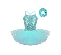 YiZYiF Enfant Fille Justaucorps Gymnastique Danse Classique Robe Danse Ballet Latine Jazz Tutu Robe Patinage à Paillettes Soirée Carnaval Bodysuit 2-12 Ans Turquoise H 6-7 ans