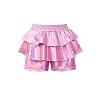 YiZYiF Fille Shorts De Danse Shorts Brillants De Rave Danse Rue Et Jupes Hip Hop Et Jupes Brillantes avec Volants pour Danser Cha Cha Rose 5-6 Ans