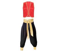 YiZYiF Homme Costume Prince D'arabie Costume Prince Arabe sans Manches Déguisement Carnaval Halloween Ensemble Gilet et Pantalon Jeu de Rôle Costume Fête Soirée M-3XL Bordeaux&Noir M