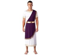 YiZYiF Homme Déguisement Mr. Toga Toge Romain Grecque Robe Médiéval Manches Courtes Costume Halloween Carnaval Une Epaule Jupe Mankini Cosplay Soirée Fête S-3XL Violet D L