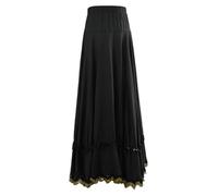 YiZYiF Maxi Jupe Flamenco Danse du Ventre Femme Jupe Longue Balançoire Jupes de Torero Espagnole Carnaval Costume Ballroom Performance L-6XL Noir 6XL