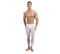 YiZYiF Pantalon de Sport Homme Collant Bas de Contention Transparent Pantalon de Compression Legging Sport Jogging Fitness Gymnastique Taille Elastique Sportwear S-XL A Blanc XL