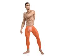 YiZYiF Pantalon de Sport Homme Collant Bas de Contention Transparent Pantalon de Compression Legging Sport Jogging Fitness Gymnastique Taille Elastique Sportwear S-XL A Orange M