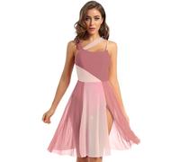 YiZYiF Robe Danse Classique Lyrique Femme Robe Danse Moderne Contemporaine Justaucorps Gymnastique Patinage Costume Latine Jazz Tango Robes Soirée Bal XS-XL Marron B S