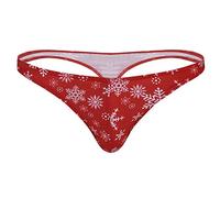 YiZYiF String Homme Slip Noël sous-vêtement Floconde Neige Imprimé Lingerie T-Back G-String avec Bulge Poche Fantaisie Déguisement Noël Rouge Underwear M-2XL Rouge M