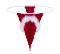YiZYiF String Slip de Noël Homme sous-vêtement à Clochette Lingerie T-Back Thong Tanga G-String Briefs Bikini Rouge Culotte Fête Déguisement Père Noël Santa M-XXL Rouge XXL