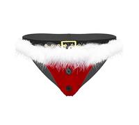 YiZYiF String Slip de Noël Homme sous-vêtement à Clochette Lingerie T-Back Thong Tanga G-String Briefs Bikini Rouge Culotte Fête Déguisement Père Noël Santa M-XXL Rouge D M