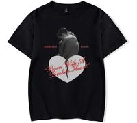 YIZZZFA Damiano David Born with a Broken Heart 2025 T-Shirt Manches Courtes Unisexe À Courtes Respirant, Été Décontracté Polyesterd,Noir,XL