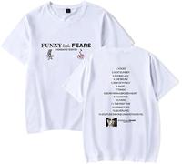 YIZZZFA Damiano David Funny Little Fears 2025 T-Shirt Manches Courtes Unisexe À Courtes Respirant, Été Décontracté Polyesterd,Blanc,S
