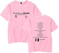 YIZZZFA Damiano David Funny Little Fears 2025 T-Shirt Manches Courtes Unisexe À Courtes Respirant, Été Décontracté Polyesterd,Rose,L