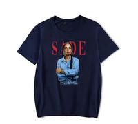 YIZZZFA Sade T-Shirt Manches Courtes Unisexe À Courtes Respirant, Été Décontracté Polyesterd,Bleu,L