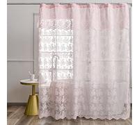 YJ YANJUN Rideau de douche en dentelle rose - Rideau de douche vintage avec cantonnière attachée, rideau de bain en dentelle florale pour salle de bain, style rustique shabby chic, bord festonné, 183