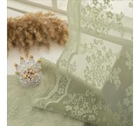 YJ Yanjun Sage Green Sheer Curtains 90 inches Long 2 Panels Floral Embroidered Sheer Curtains Light Green Lace Vine Tulle Curtains Voile Window Drapes Boho Aesthetic Decor 52 x 90 inch Sage Green