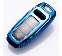 YJADHU TPU Car Key Cover Holder Skin Key Cover Case Protector, Fit pour Audi A3 2021 A6L A7 A8 Q8 E-tron C8 D5 2019 2020, Bleu