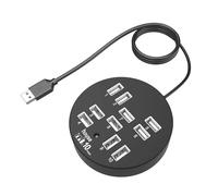 Yjcnelcr Adaptateur USB 2.0 10 ports d'extension circulaire pour bureau et divertissement Utilisation multiple