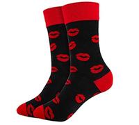 Yjcnelcr Chaussettes à motifs cœur et lèvres de la Saint-Valentin en coton pour mollets moyens pour couples, chaussettes d'équipage amusantes et originales avec couleurs contrastées en cadeau, Taille
