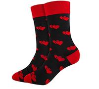 Yjcnelcr Chaussettes de Saint-Valentin avec motif cœur et lèvres en coton pour le mollet moyen pour couples, chaussettes d'équipage amusantes et originales avec couleurs contrastées en cadeau, Taille