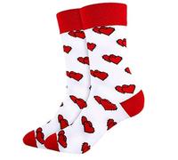 Yjcnelcr Chaussettes mi-mollet en coton avec motif cœur et lèvres pour la Saint-Valentin, pour couples, couleur contrastée amusante, cadeau, Love rouge et blanc, Taille unique