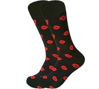 Yjcnelcr Chaussettes mi-mollet en coton avec motif cœur et lèvres pour la Saint-Valentin, pour couples, couleur contrastée amusante, cadeau, Lèvres fonc, Taille unique