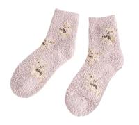 Yjcnelcr Chaussons d'hiver en velours corail pour femme avec ours mignon, rose, Taille unique