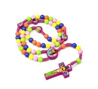 Yjcnelcr Collier avec pendentif en forme de dessin animé - Chapelet coloré - Pour enfants, filles, catholiques et orthodoxes, Plastique