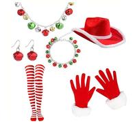 Yjcnelcr Costume de Père Noël et collier bas pour fête du Nouvel An pour jeu de rôle