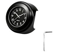 Yjcnelcr Horloge à quartz montée sur guidon | Face ronde noire avec aiguilles blanches, support de serrage pour moto et vélo électrique sur sections de montage compatibles