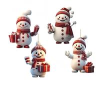 Yjcnelcr Lot de 4 décorations de Noël modernes et plates en acrylique pour intérieur et extérieur