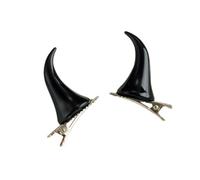Yjcnelcr Pinces à cheveux pour femme - 1 paire de pinces à cheveux pour fille - En forme de corne de taureau gothique - Épingle à cheveux pour adolescentes - Pinces à cheveux pour Halloween -