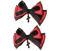 Yjcnelcr Pinces à cheveux pour femme - Barrettes à cheveux gothiques en ruban avec nœud - Pour queue de cheval - Élégant - Pour Halloween - Accessoires de cheveux pour femmes et filles