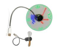 Yjcnelcr Ventilateur USB à LED avec affichage de l'heure et de la température Petit ventilateur USB avec affichage du cou flexible