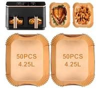 YJDM Airfryer Lot de 100 feuilles de cuisson rectangulaires pour friteuse à air chaud COSORI CAF-R901-AEU, friteuse à air chaud 2 compartiments Dual Zone Airfryer Air Fryer XXL 8,5 l