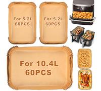 YJDM Lot de 180 feuilles de papier sulfurisé pour friteuse à air chaud Ninja AF500EU AF500EUCP, Cecotec 9000, rectangulaires Airfryer pour Flex Drawer Dual Zone 5,2 l, 10 l et 10,4 l, différentes