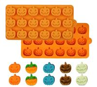 YJDM Lot de 2 moules en silicone en forme de citrouille d'Halloween en forme de citrouille 3D, 18 cavités pour chocolat, gâteau, pudding, gelée, glaçons