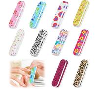 YJDM Lot de 20 limes à ongles professionnelles double face en forme de mini émeri lavables grain 180/240, limes à ongles colorées et florales, outils de manucure, outils de toilettage pour animaux de