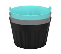 YJDOORPLAY Lot de 3 moules de cuisson en silicone pour friteuse à air comprimé pour pocher, crêpes, cupcakes, ramequins, accessoires de cuisine, four à micro-ondes, 6,5 x 5 cm (noir)