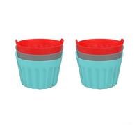YJDOORPLAY Lot de 6 moules de cuisson en silicone pour friteuse à air comprimé pour pocher, crêpes, cupcakes, ramequins, accessoires de cuisine, four à micro-ondes, 6,5 x 5 cm (rouge)