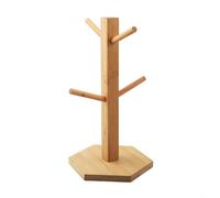 YJDOORPLAY Porte-tasses en forme d'arbre pour comptoir de cuisine, bureau, 6 crochets, solution de rangement en bois, design vertical peu encombrant (hexagonal)