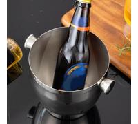 YJDOORPLAY Seau à glace isotherme à double paroi en acier inoxydable pour vin, bière, fête, karaoké, bar, accessoires à large ouverture, poignée de transport facile, stockage au froid longue durée, 18