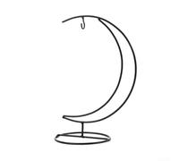 YJDOORPLAY Support de plante en forme de lune en fer à suspendre pour paysage miniature, présentoir géométrique noir pour guirlande lumineuse et décoration de bureau à domicile, 24,5 x 12 cm