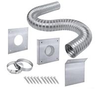 YJDOORPLAY Système d'admission d'air extérieur de 5,1 cm pour poêle à bois à granulés de 152,4 cm, tuyau en aluminium flexible, panneaux muraux en acier inoxydable, écran de protection contre la pluie